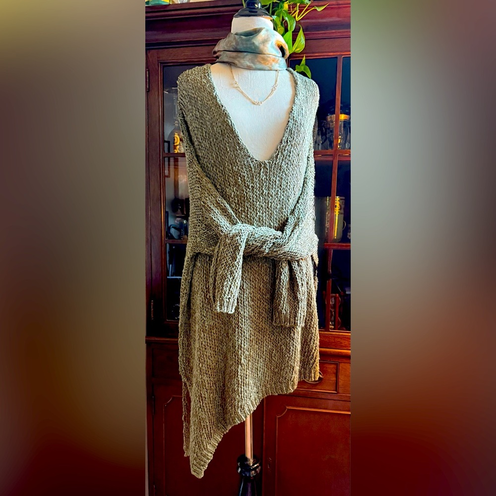 Free People Olive V-Neck Sweater